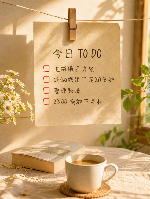 今日应做清单生活分享温馨实景风小红书封面预览效果
