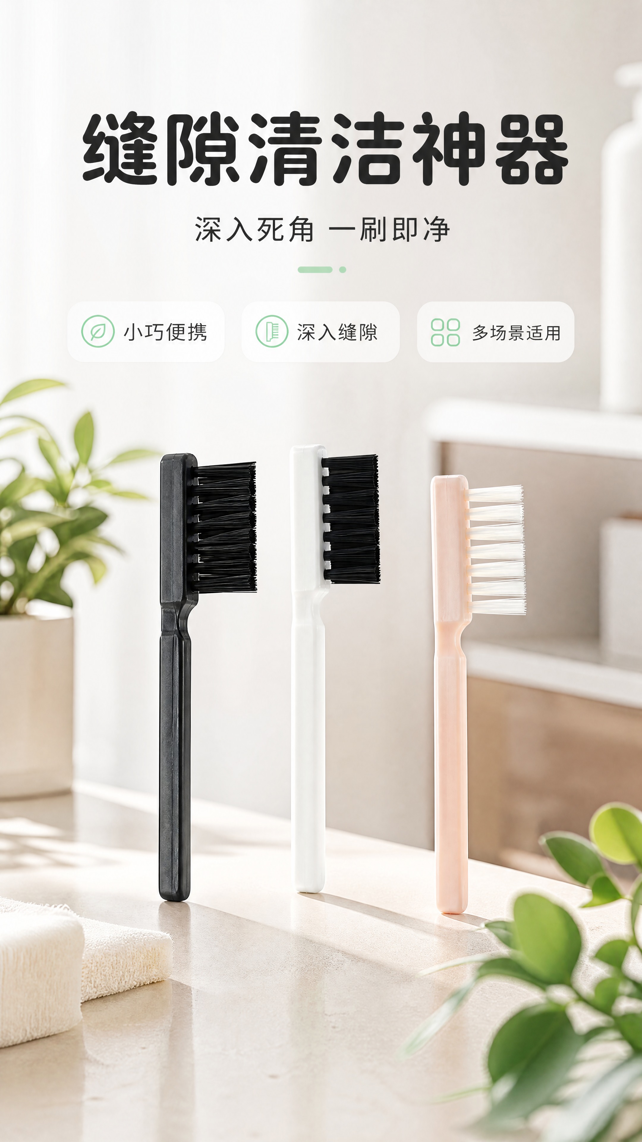 [商品] 使用【图1】三款缝隙清洁刷，左款黑色刷柄黑色刷毛、中… - 图片创意预览