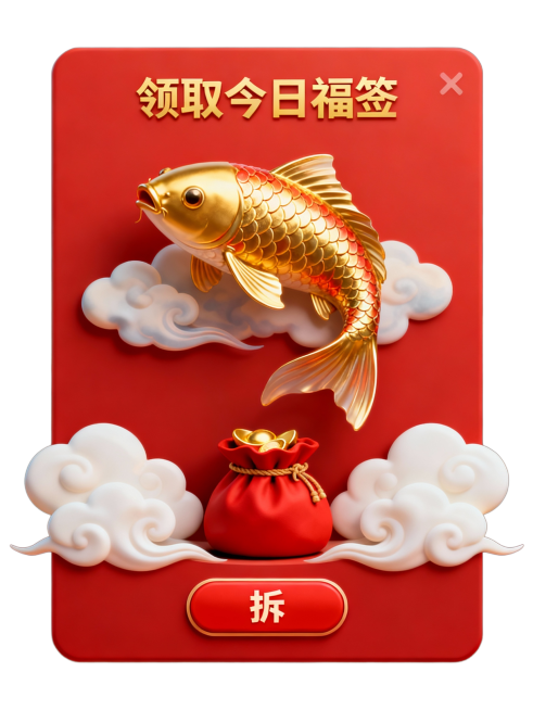 很好，但是两张图都是一个福袋和元宝的形式，没有其他的创新，我希望增加锦鲤的元素，适当弱化福袋。预览效果