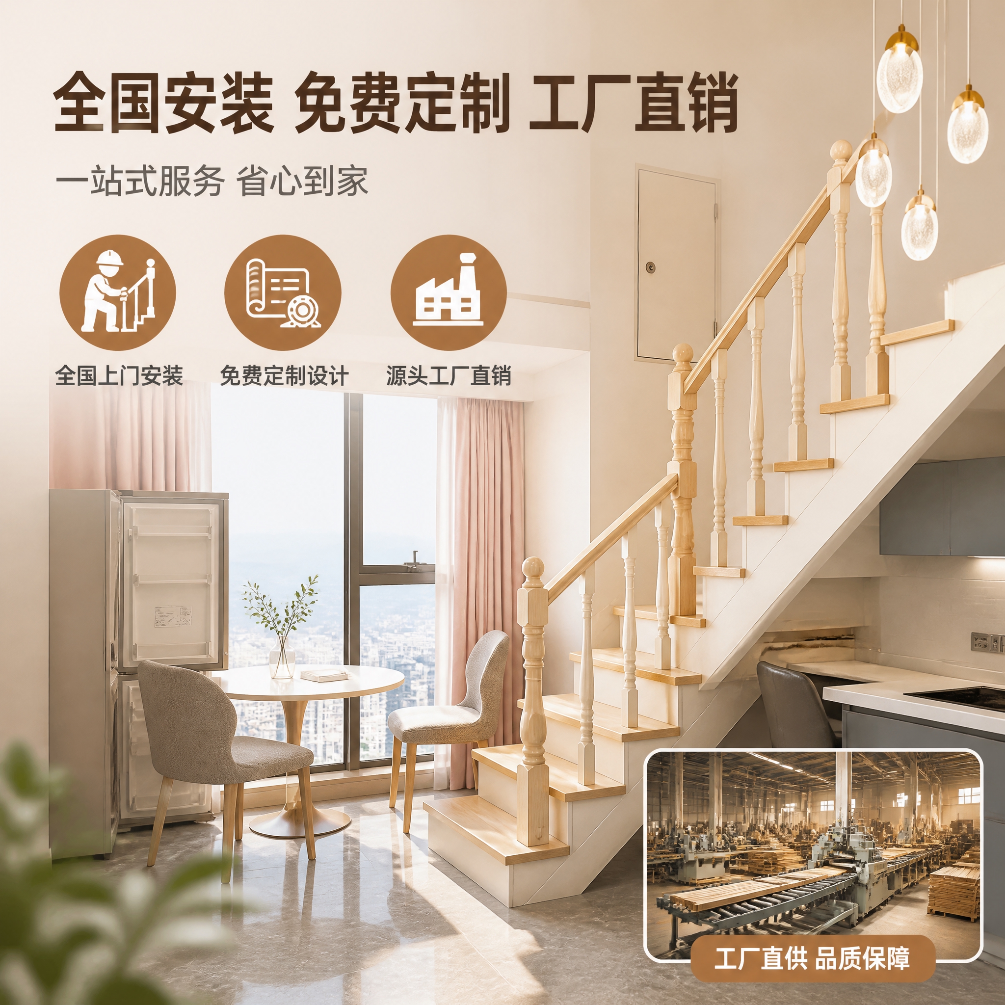 [主图-5] 主题：全国安装服务与免费定制工厂直销转化主图，唯… - 图片创意预览