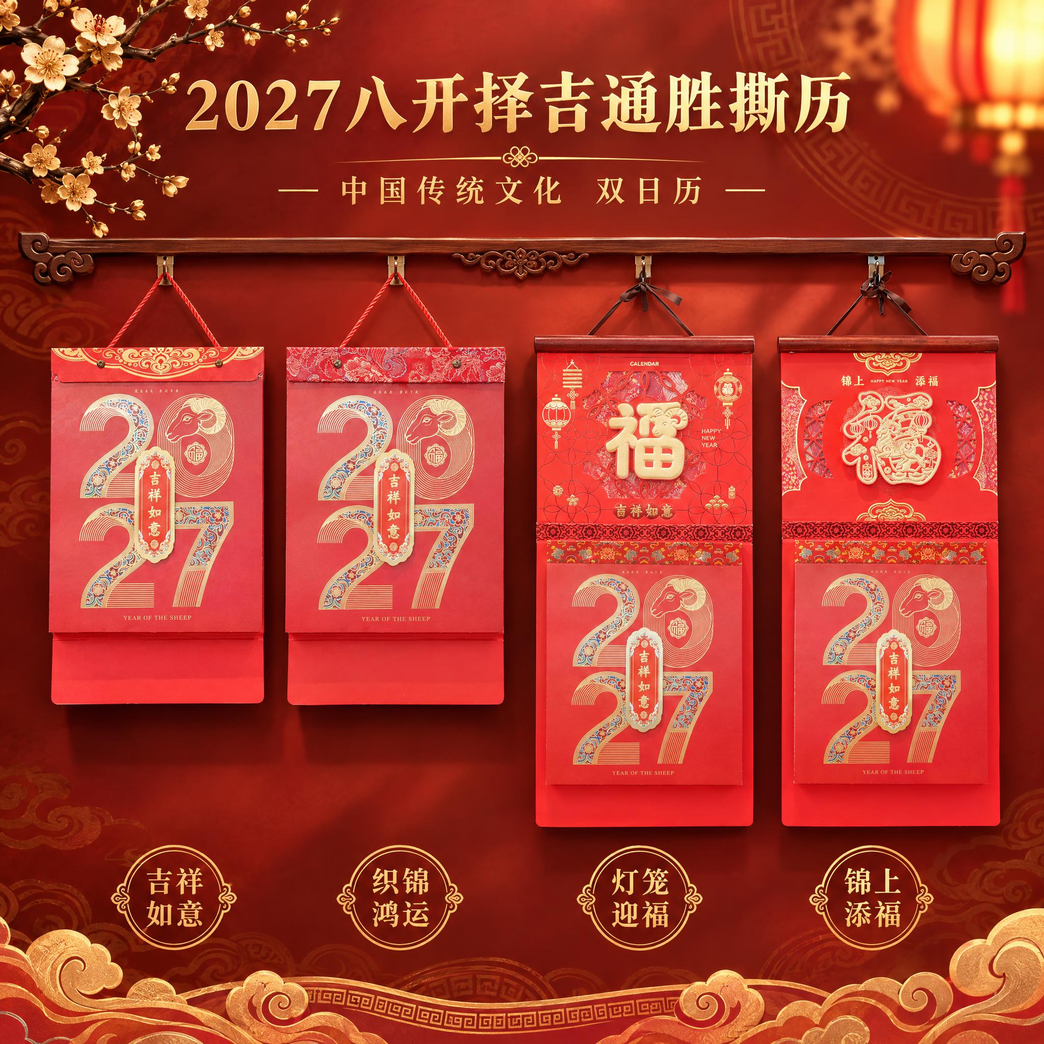 仅替换背景，四款撕历挂历必须100%保留原图的所有细节，包括每… - 图片创意预览