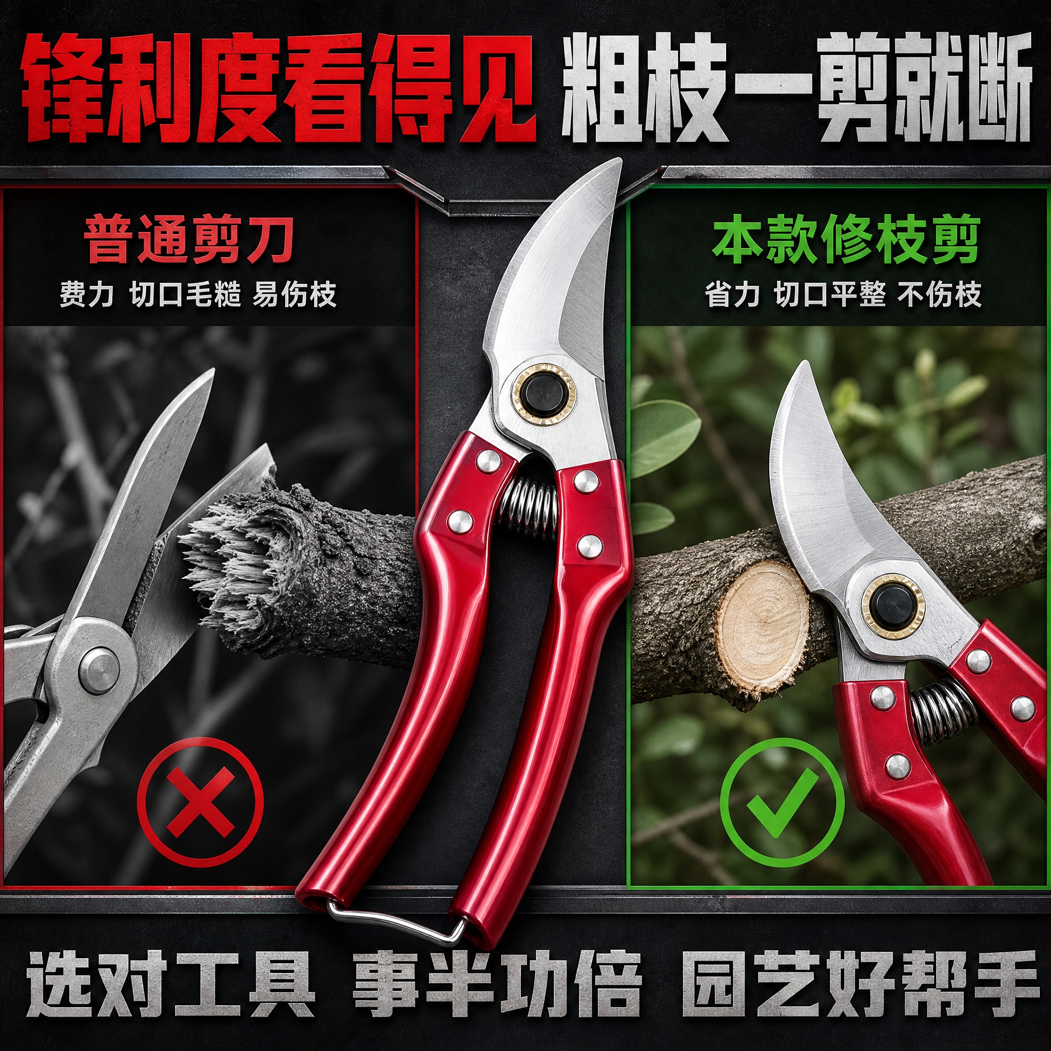 [主图-6] 使用效果对比 粗枝剪切演示 锋利见证 [统一基调… - 图片创意预览