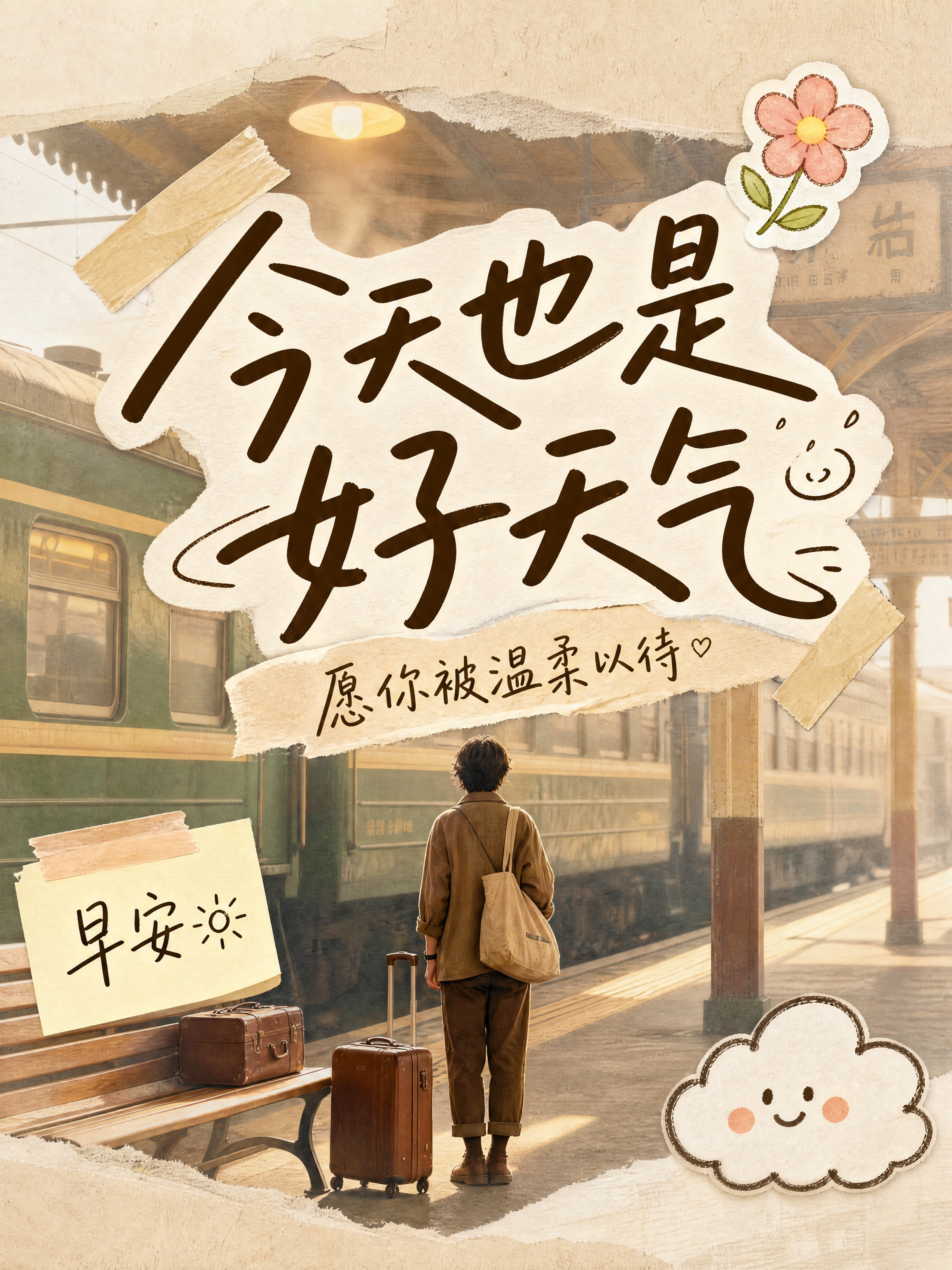 小红书笔记大字封面，配图大字，手账拼贴文艺风，版式精美，小红书… - 图片创意预览