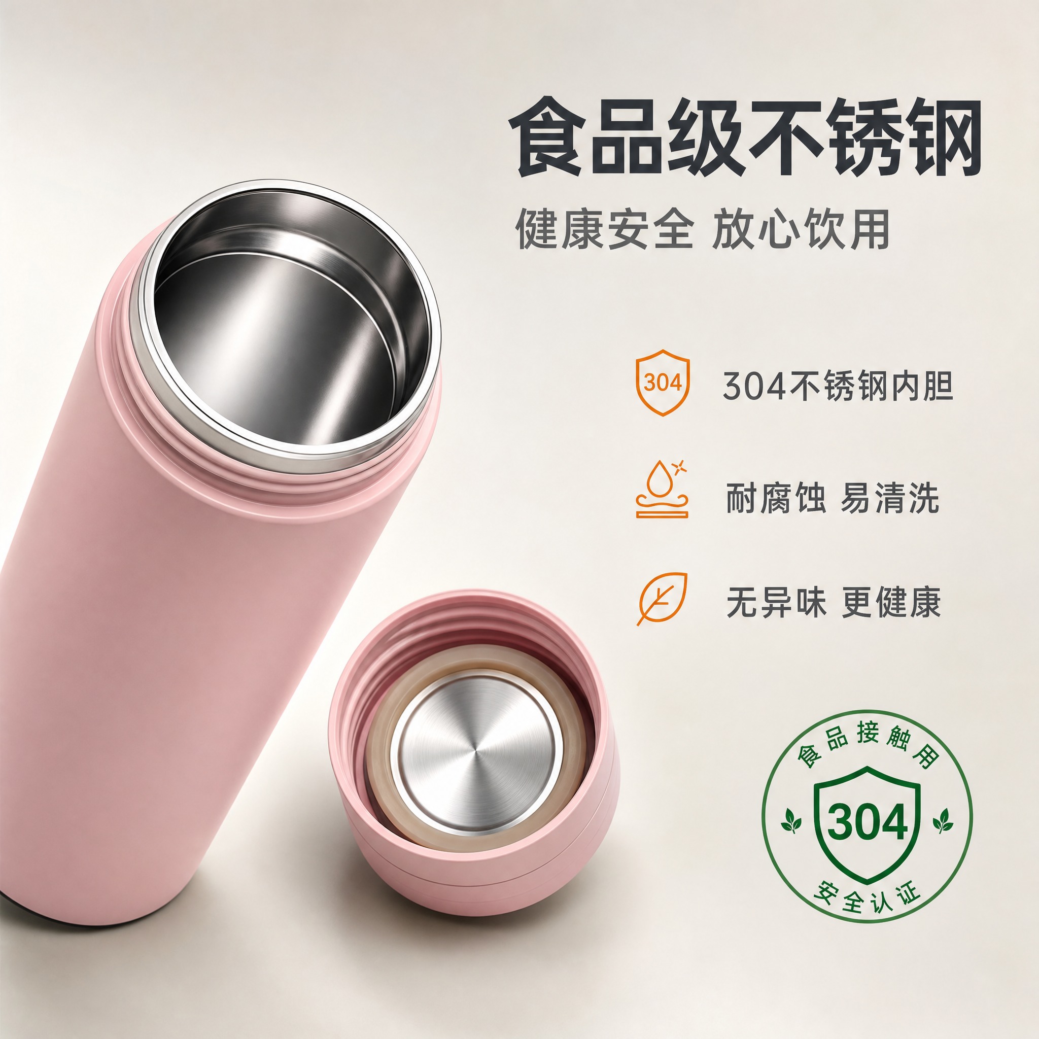 [主图-3] 产品材质证据图，展示食品级不锈钢内胆，强调健康安… - 图片创意预览