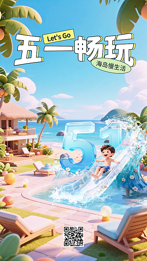 五一假期畅玩旅行活动宣传竖版海报