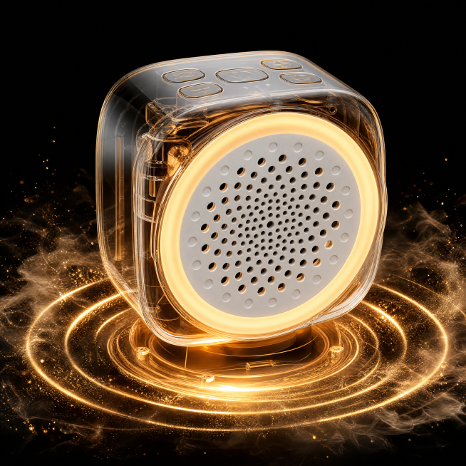 蓝牙音箱，严格参照上传产品图https://gdesign-dam-hz.dancf.com/36732304973744259/a51d19b419e94ccc9aa54cabf1ad8b04.pn预览效果