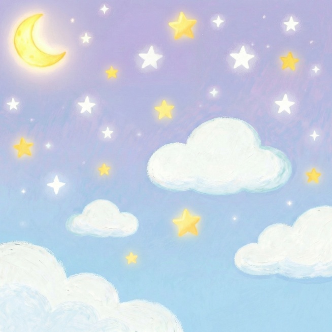 把月亮颜色调得亮一些，加几个黄色的星星预览效果