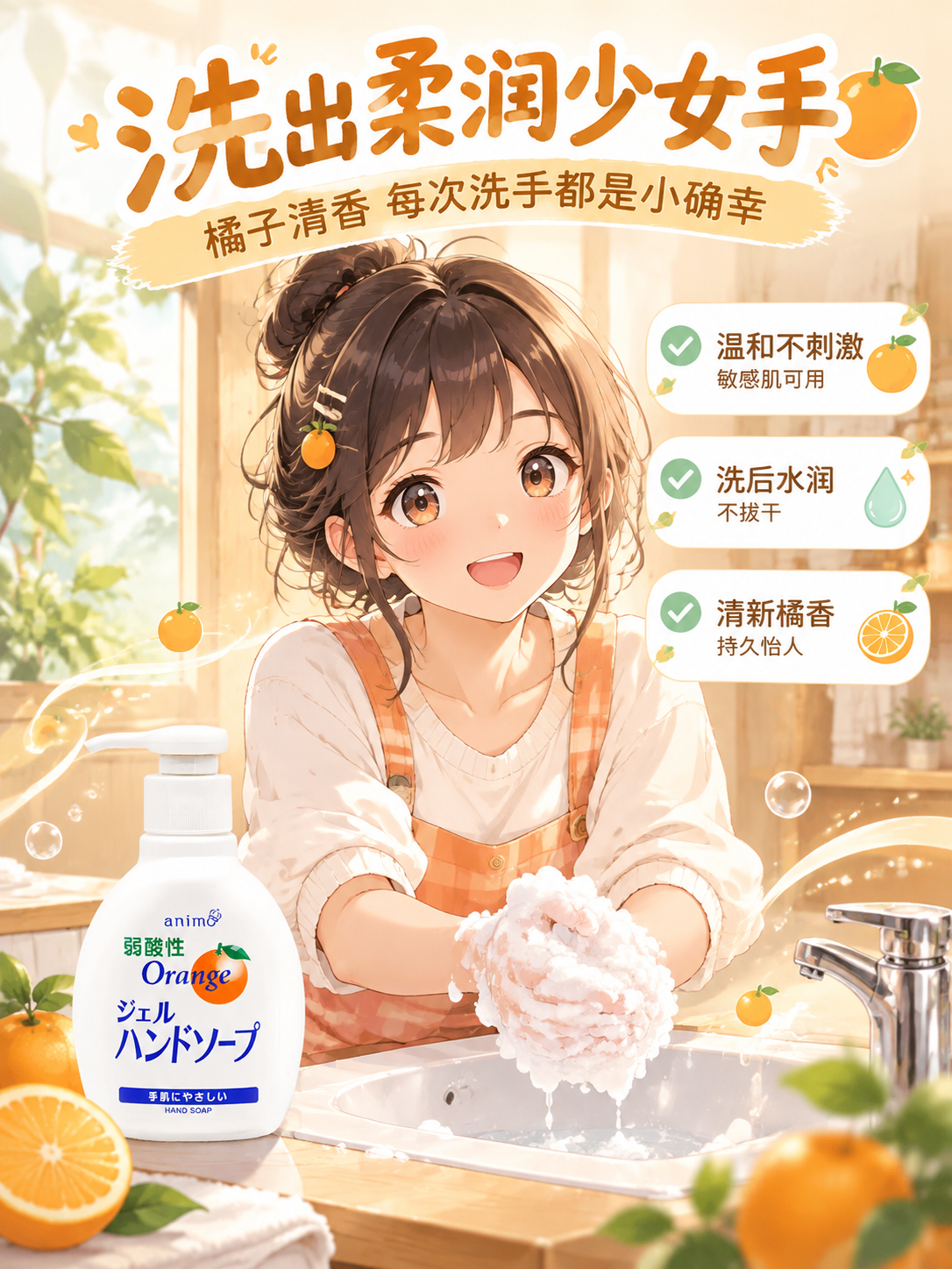 [商品] 使用【图1】animo弱酸性橘子啫喱洗手液；保留白色… - 图片创意预览