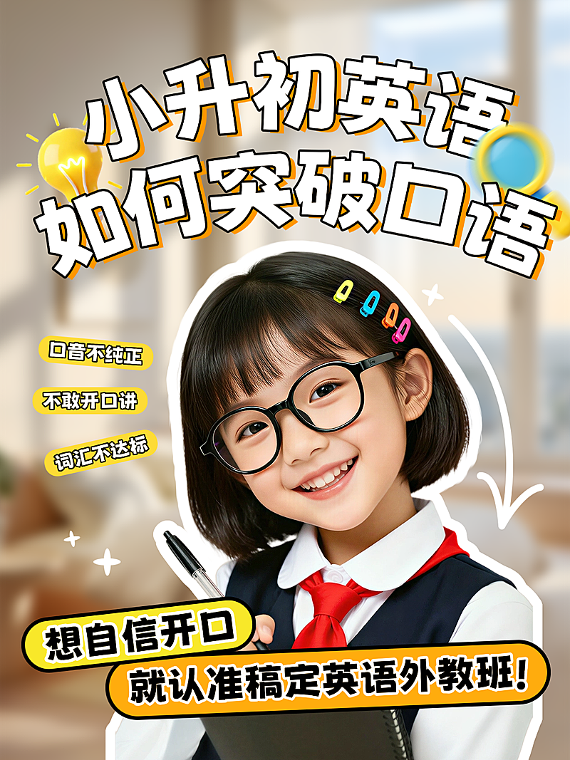 教育行业小红书吸睛封面人像封面小升初英语如何提升口语