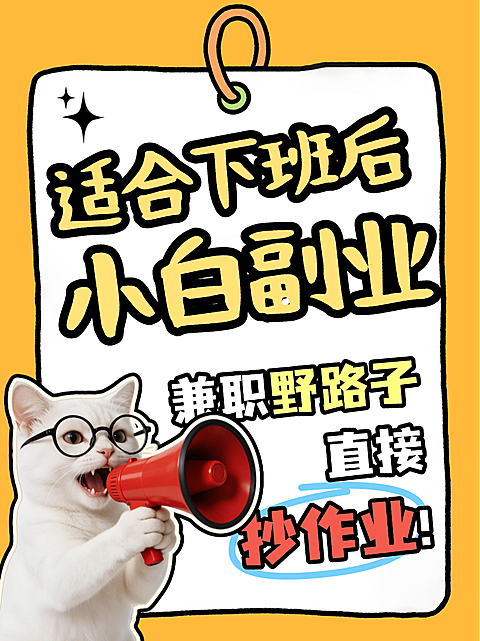 小白副业兼职孟菲斯粗描边小红书封面