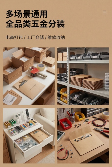 电商打包对应的图片，里面的信封换成我给你的参考图 ，另外添加家庭收纳的场景预览效果