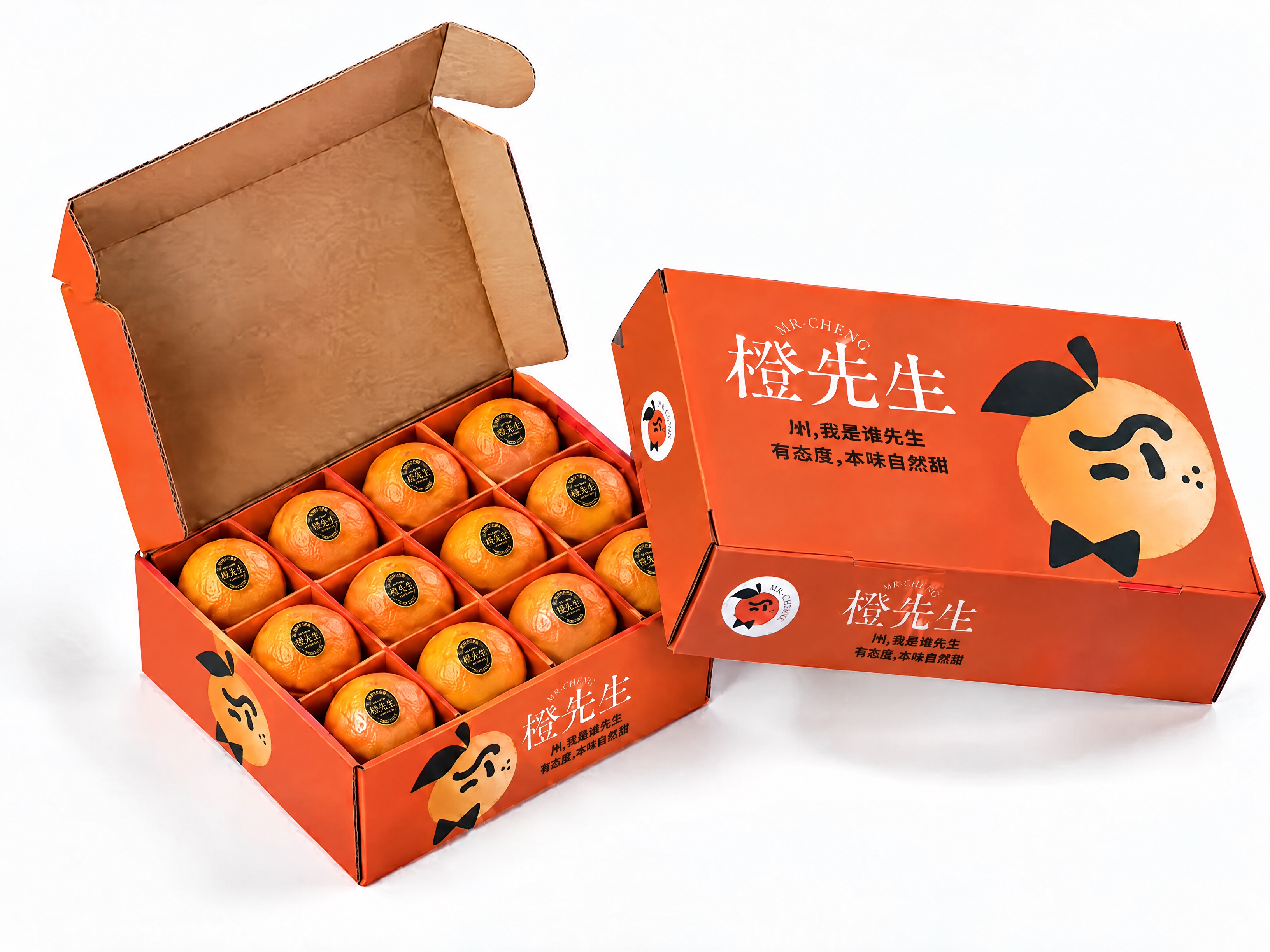 将每个脐橙上的椭圆形产品标签缩小到原来的一半大小，标签内容和样… - 图片创意预览