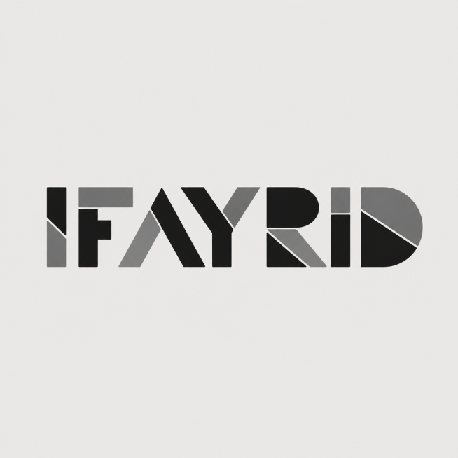艺术感几何拼接字母LOGO设计，英文IFAYRID，几何切割风格，字母拼接设计，极简艺术感，浅灰背景，适合创意设计品牌预览效果