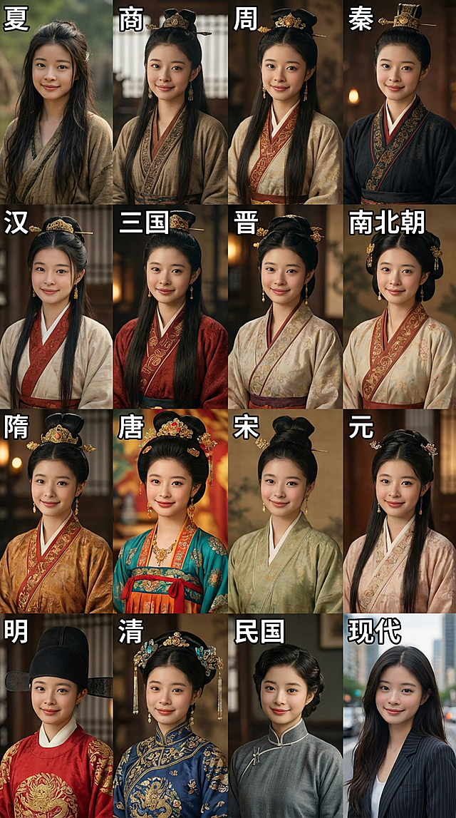 工笔风与国潮风交融，以古典感与复古感贯穿中华千年服饰演变，实景感十足的光影营造静谧优雅氛围，细腻呈现历史感与民族感交织的唯美故事。