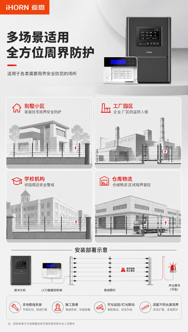 [商品] 使用【图1】网络型脉冲电子围栏系统（黑色脉冲主机+白… - 图片创意预览