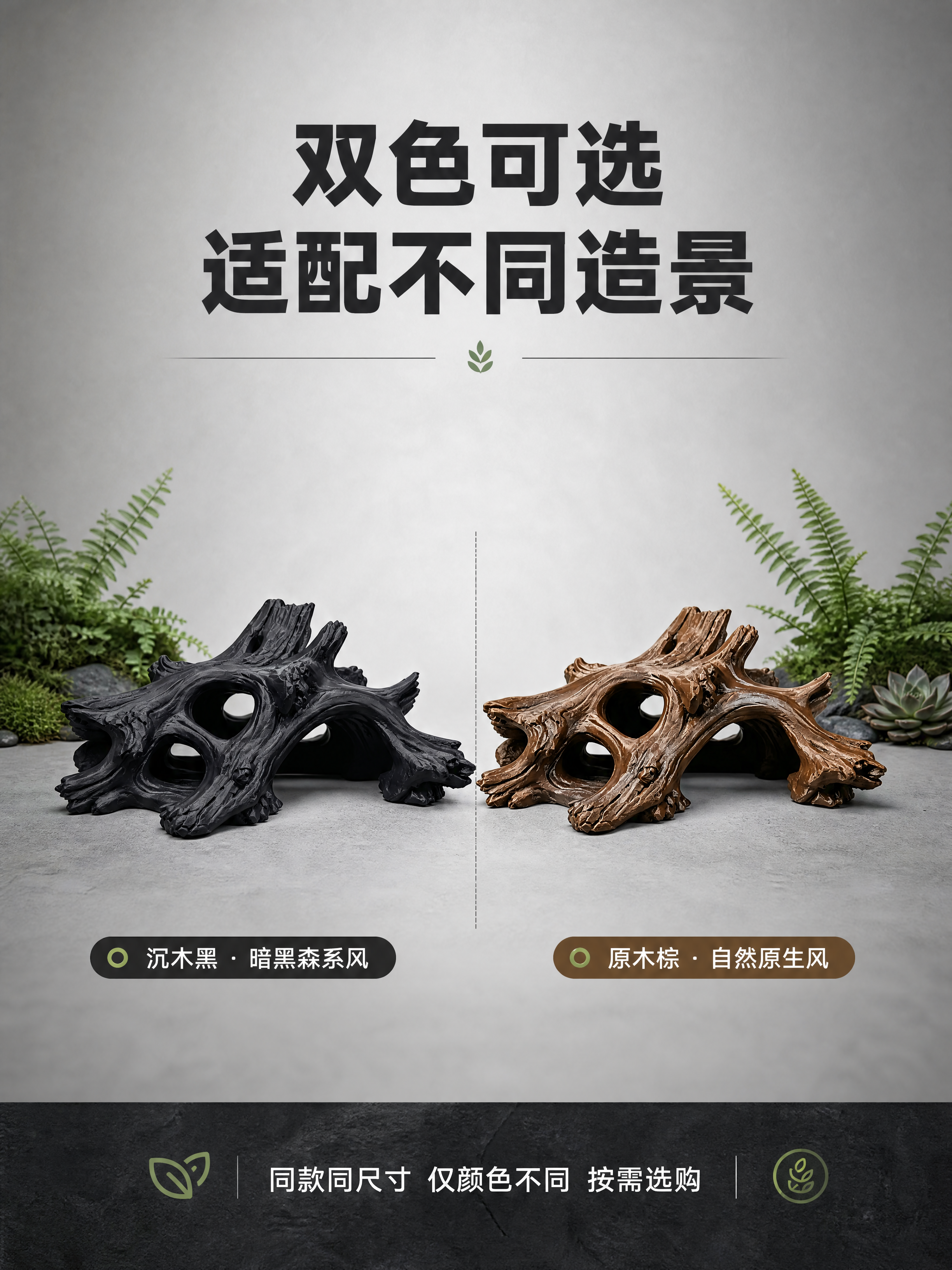 [商品] 使用【图1】黑色款 + 【图2】棕色款仿真树洞爬宠躲… - 图片创意预览