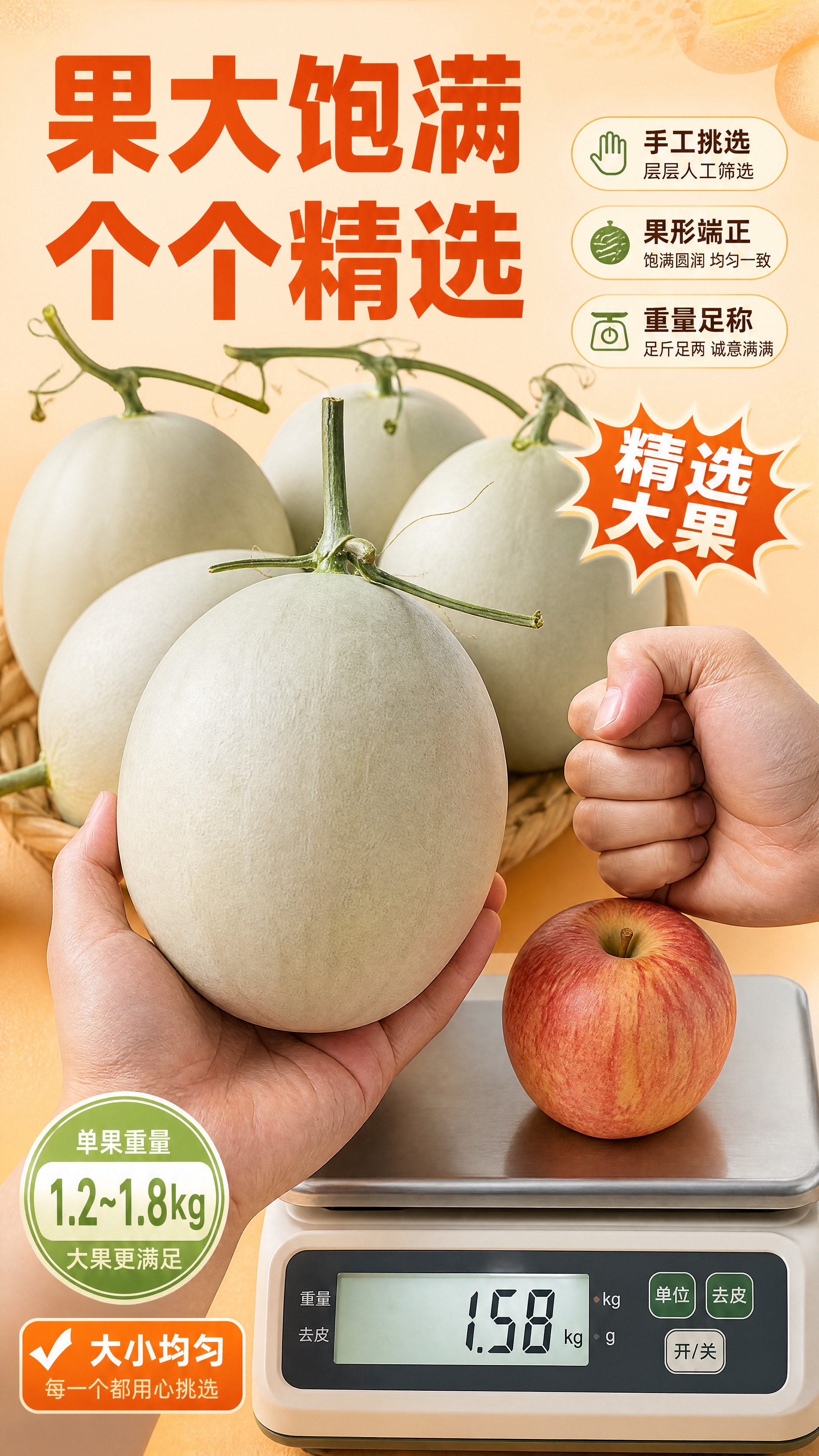 [商品] 使用【图1】白皮阎良甜瓜；保留圆润果形、浅白绿皮、带… - 图片创意预览
