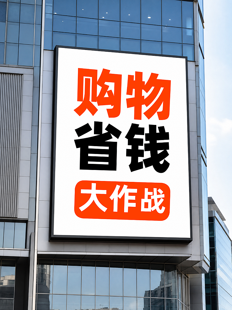 购物省钱打折促销活动大屏宣传大字实景风小红书封面