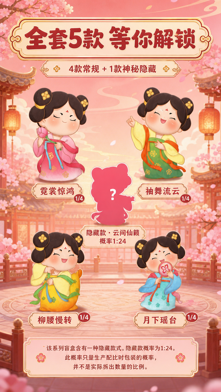 [商品] 使用【图2】唐小主舞蹈盲盒款式图鉴背面图；保留4款常… - 图片创意预览