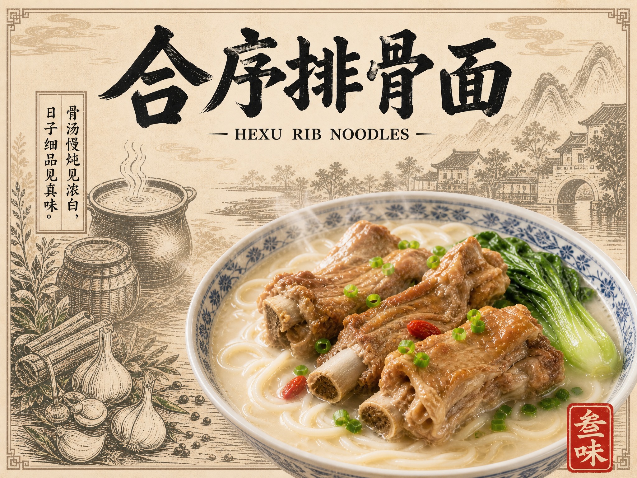以参考图为基础重新生成 4:3 横版海报。背景版画底图重新美化… - 图片创意预览