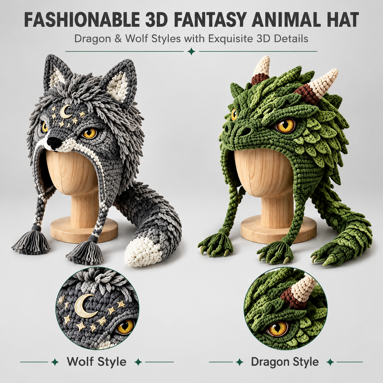 [主图-3] 主题：3D Fantasy Animal Hat… - 图片创意预览