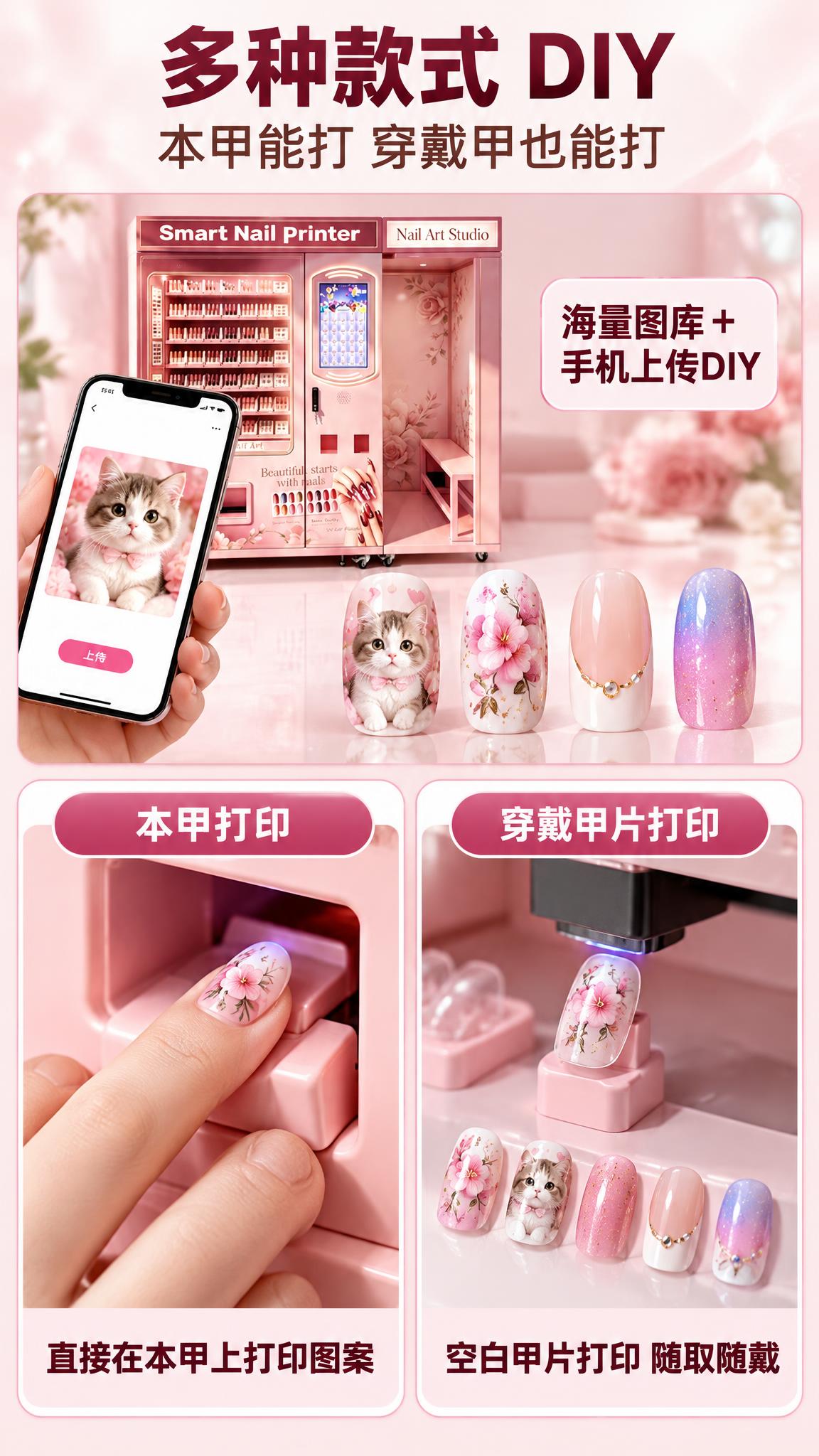 [商品] 参考【图1】全自动美甲机的打印区与甲片素材：粉色指甲… - 图片创意预览