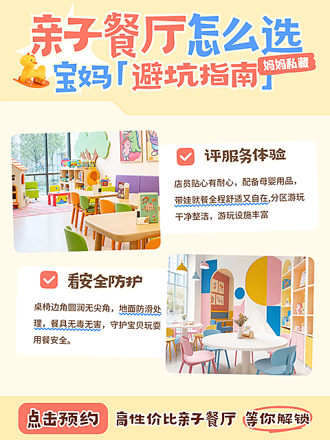 亲子儿童餐厅选择攻略几何卡通风小红书封面