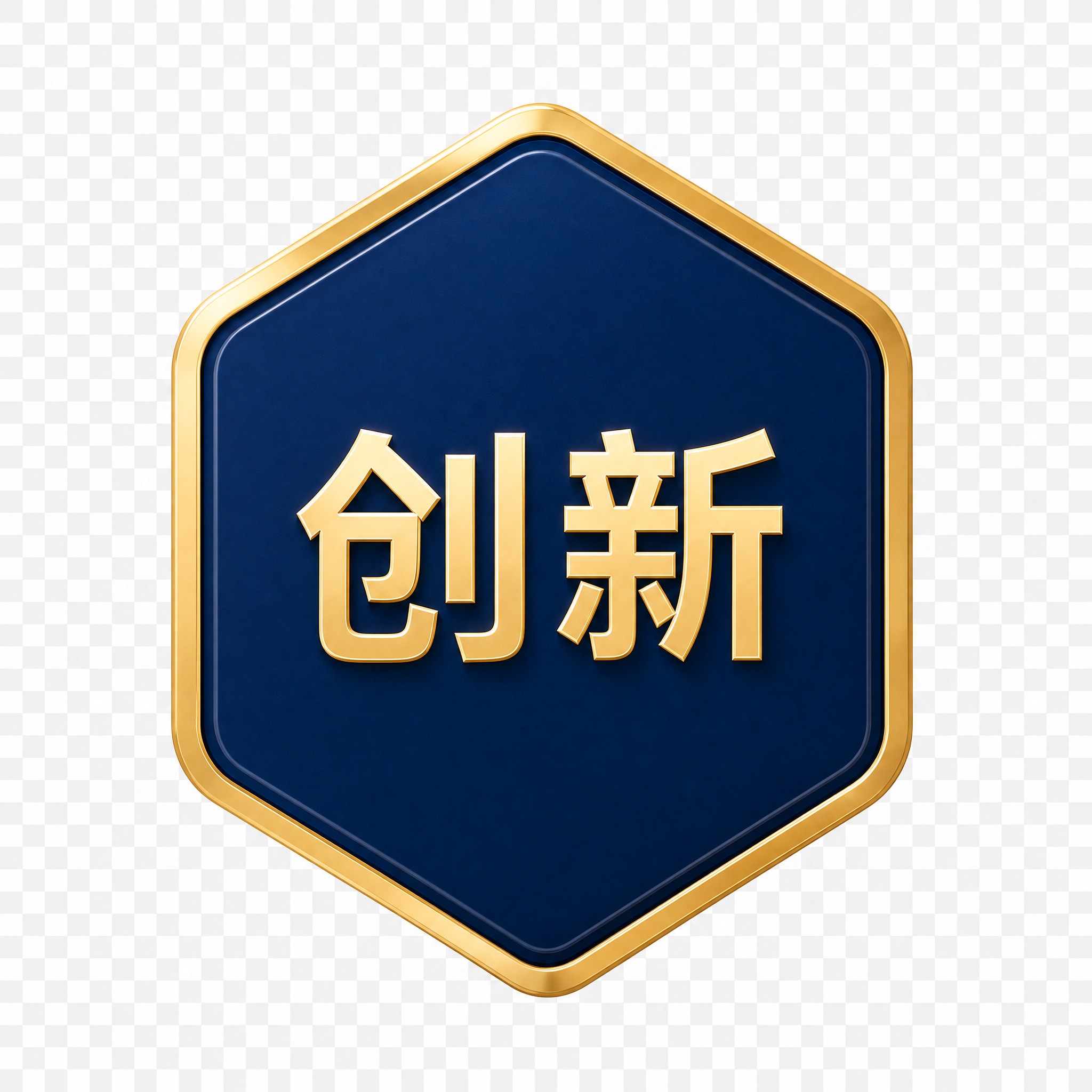 提取图中第四个六边形徽章，深蓝色六边形配金色立体边框，内部有金… - 图片创意预览