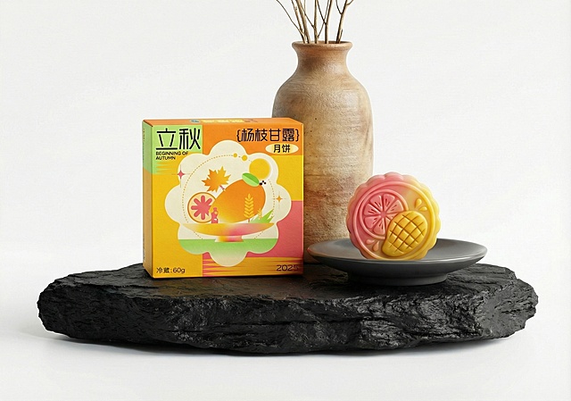 包装后面是一个修长的陶罐花瓶