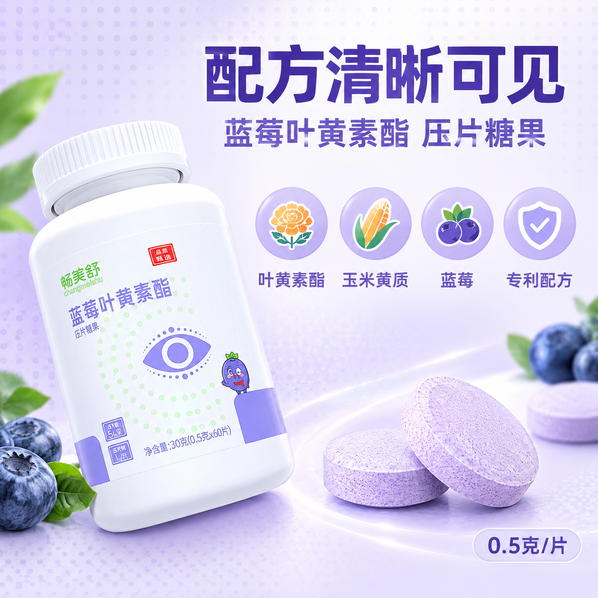 [主图-3] 配方与细节展示：用圆形图标矩阵与片剂微距特写展示… - 图片创意预览