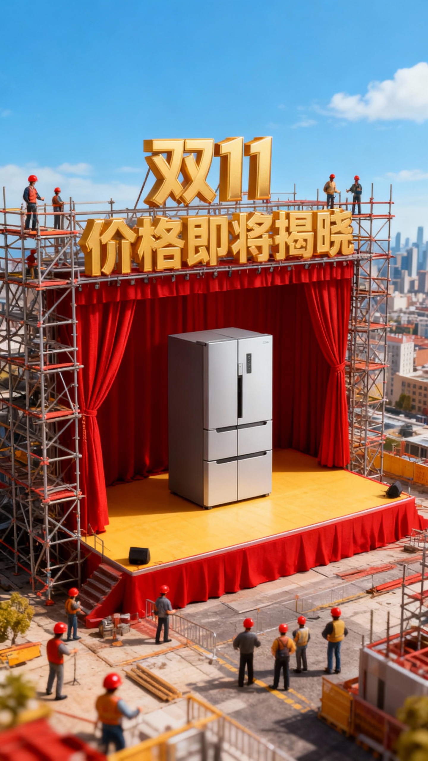 "微雕艺术，微距摄影，一个大舞台搭建的场景，中央金色立体大字两… - 图片创意预览