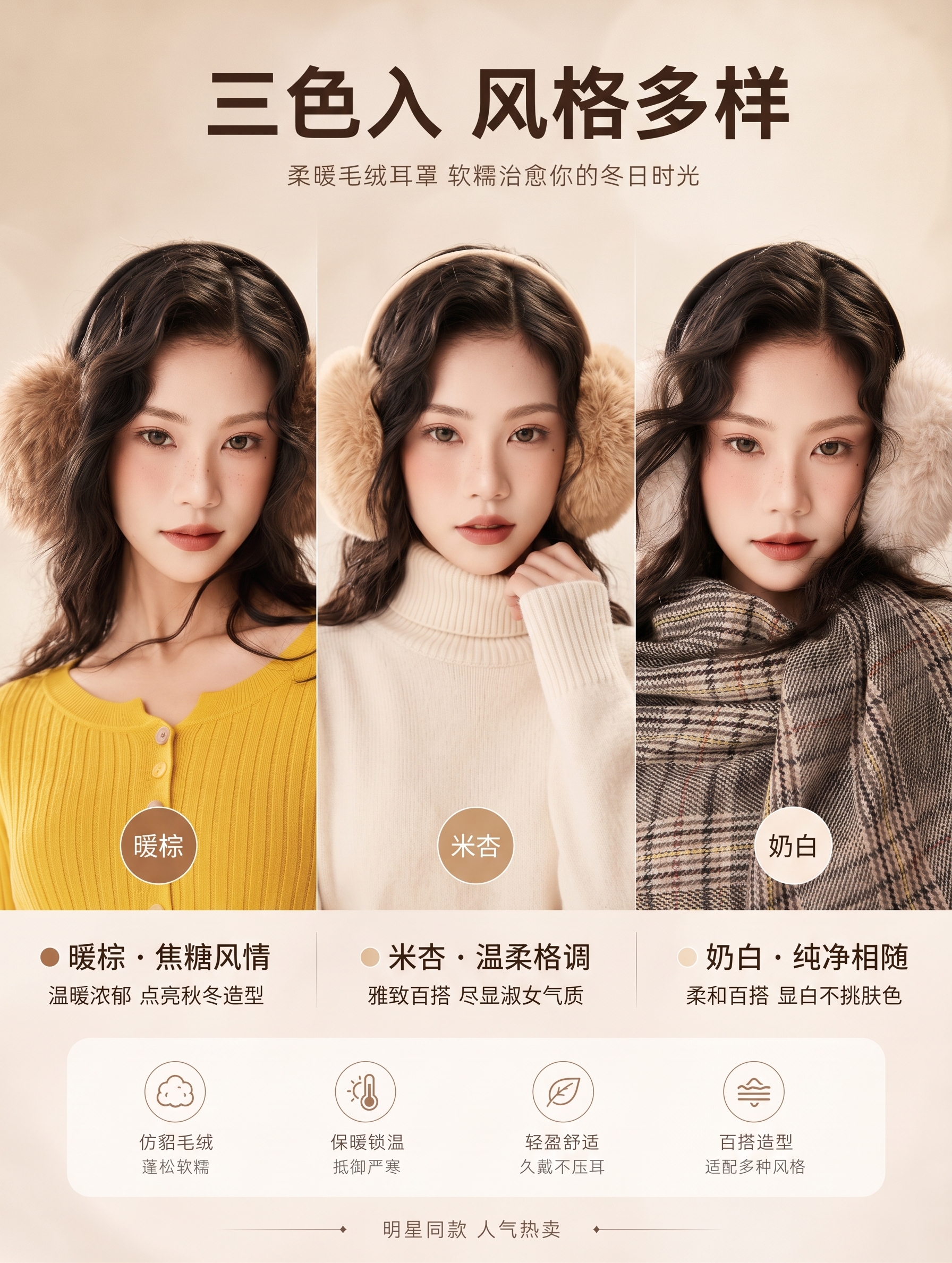 总共有3个颜色，暖棕、米杏、奶白，这张重新做一下 - 图片创意预览