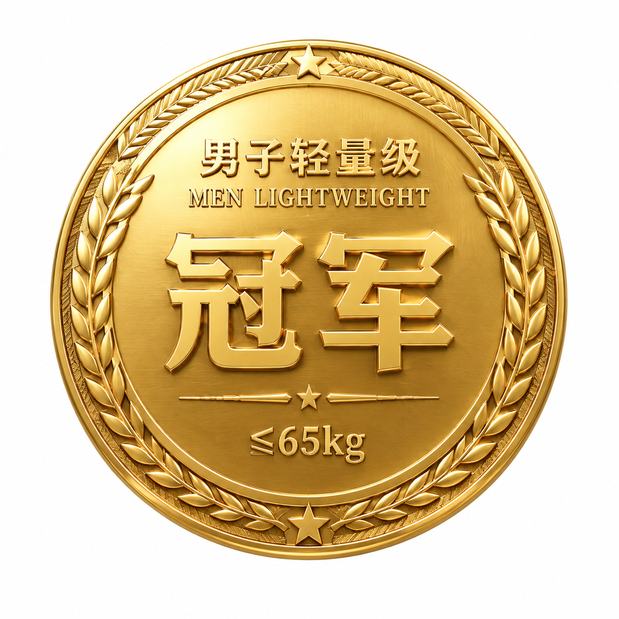 一枚7cm直径的圆形体育赛事奖牌背面设计，金色金属质感，立体浮… - 图片创意预览