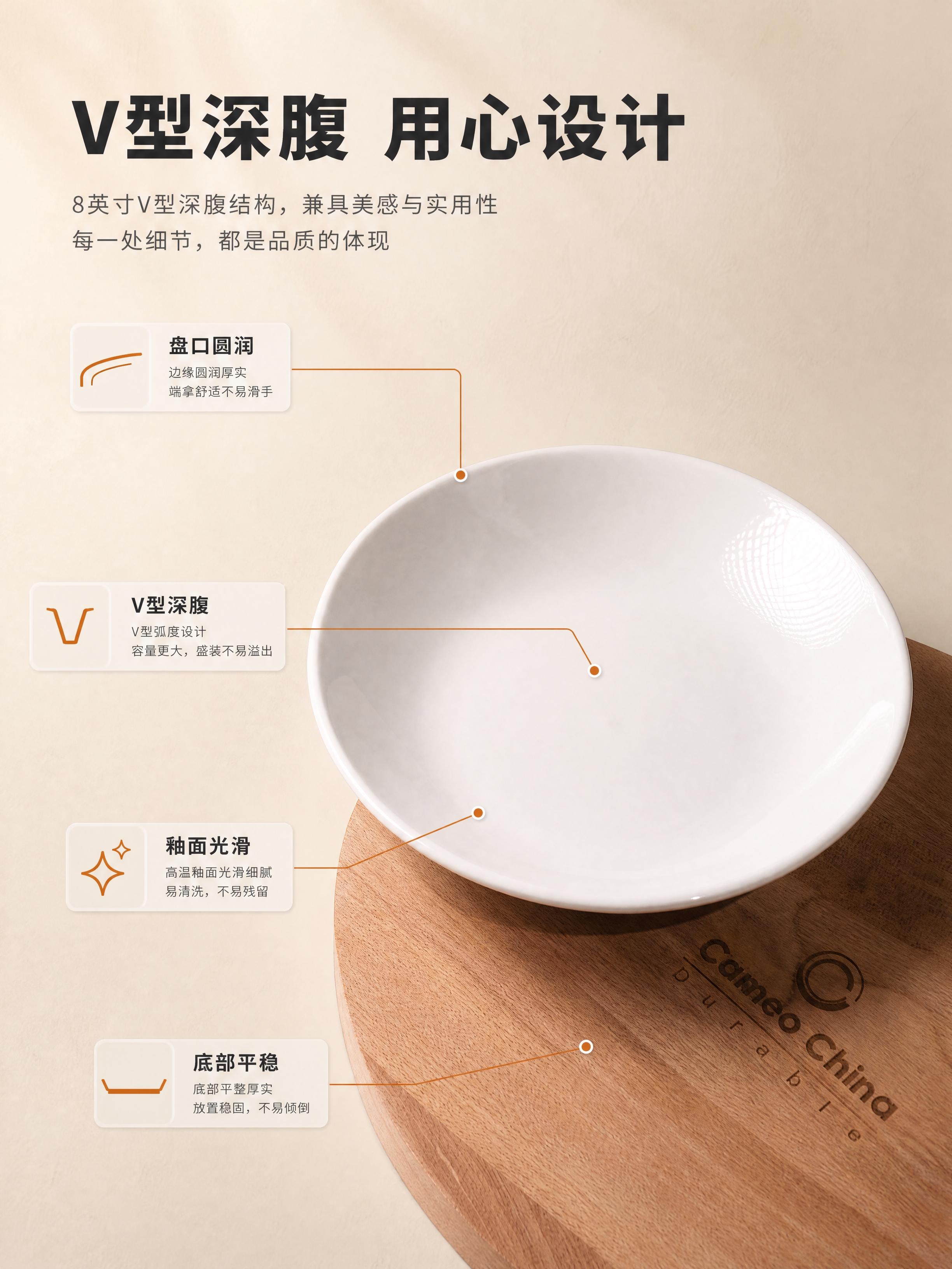 [商品] 使用【图1】白色陶瓷V型月光平盘；保留圆形轮廓、V型… - 图片创意预览