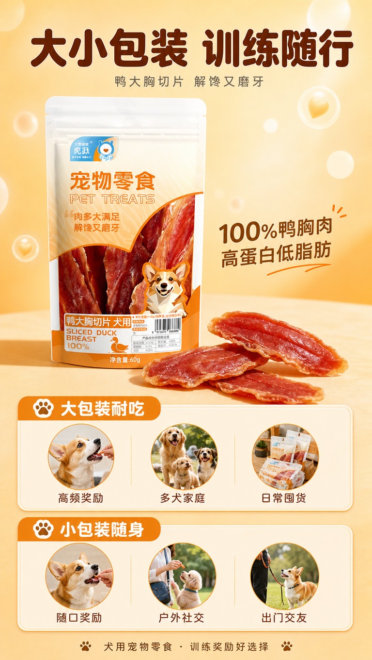 [商品] 使用【图1】虎跃鸭大胸切片犬用宠物零食包装袋；保留包… - 图片创意预览