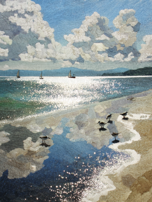 现代美学，色彩颗粒，丙烯画、布面油画，色粉画，扁平化，光影艺术，插画、绘本插图、风景、自然主题、肌理触感等，复杂的细节，细致的描绘，肌理纸制作与画面特殊效果的把控是作品的灵魂，画面细腻耐人寻味、如肌理预览效果