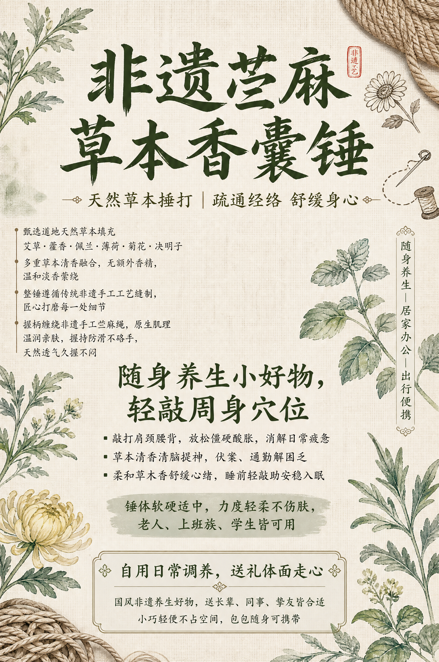 A4竖版新中式国风文字海报，亚麻肌理浅米色背景，带苎麻纹理底纹… - 图片创意预览