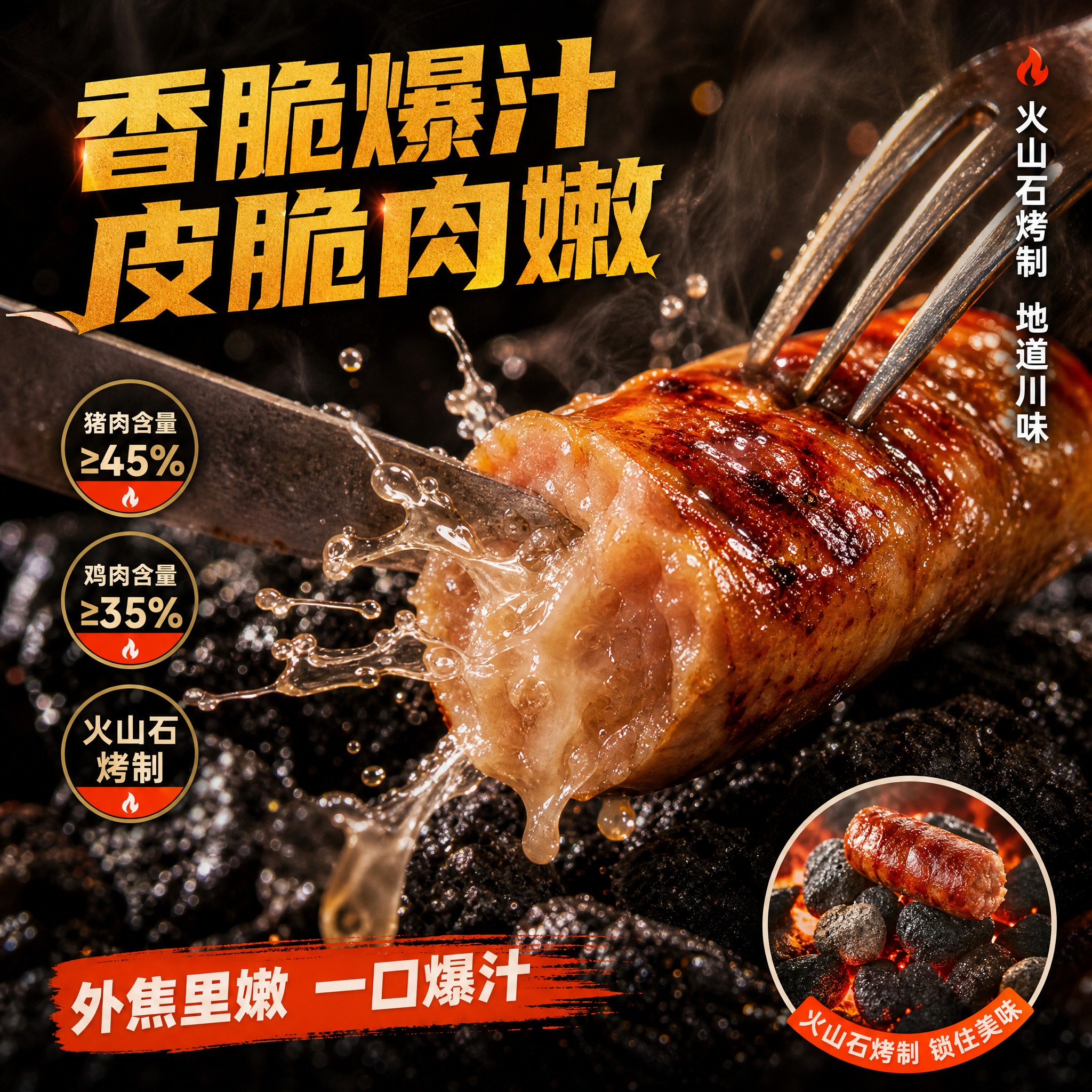 [主图-3] 烤制工艺与香脆爆汁细节特写图。 [统一基调] 整… - 图片创意预览