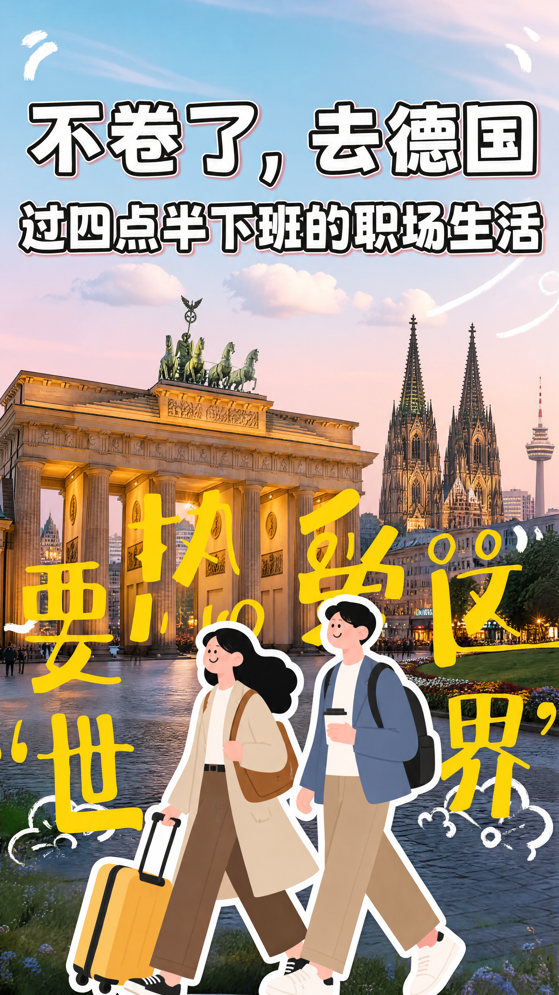 参考原图风格排版，前方替换为新手绘矢量年轻人，背景更换为德国标… - 图片创意预览