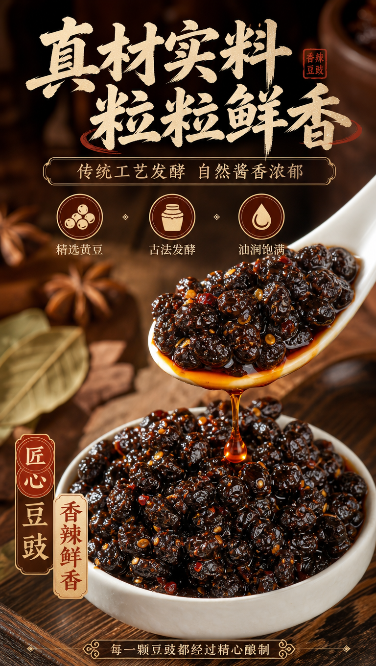 [商品] 使用【图1】白色瓷碗盛装的香辣豆豉及勺子舀起的豆豉颗… - 图片创意预览