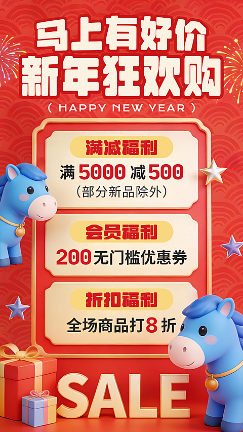 春节促销活动通用喜庆感手机海报