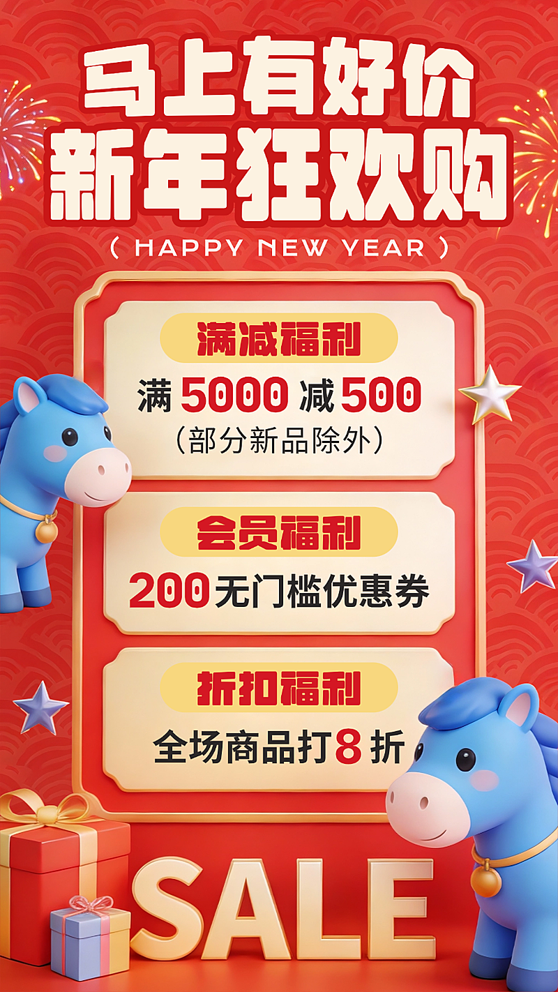 春节促销活动通用喜庆感手机海报