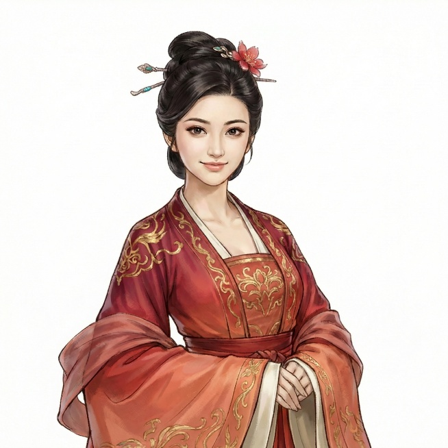 衣服变成渐变红色，头上的孔雀羽毛变成一朵小红花预览效果