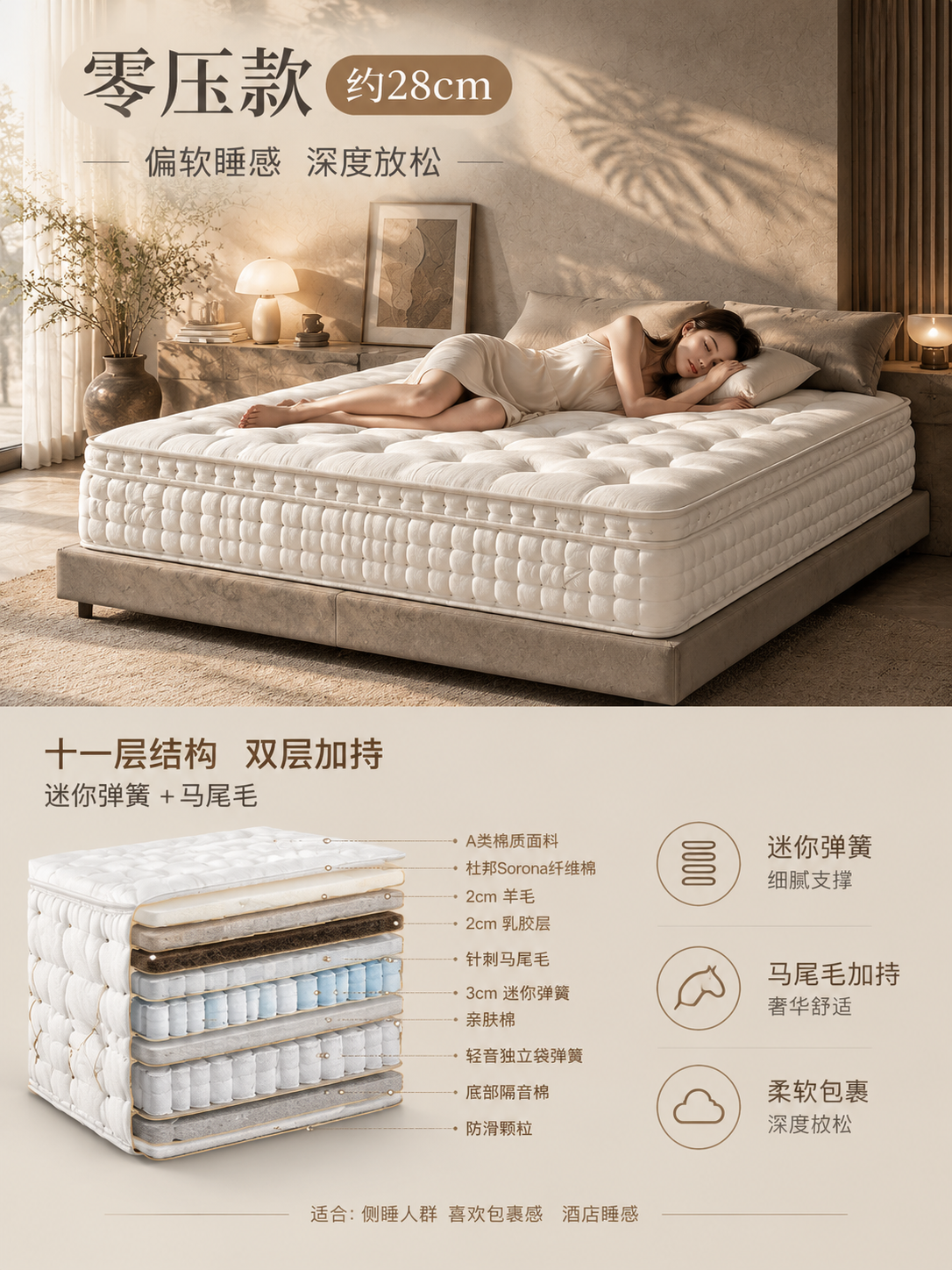 [商品] 使用第1张图的侘寂风卧室场景床垫图，保留白色格子手工… - 图片创意预览