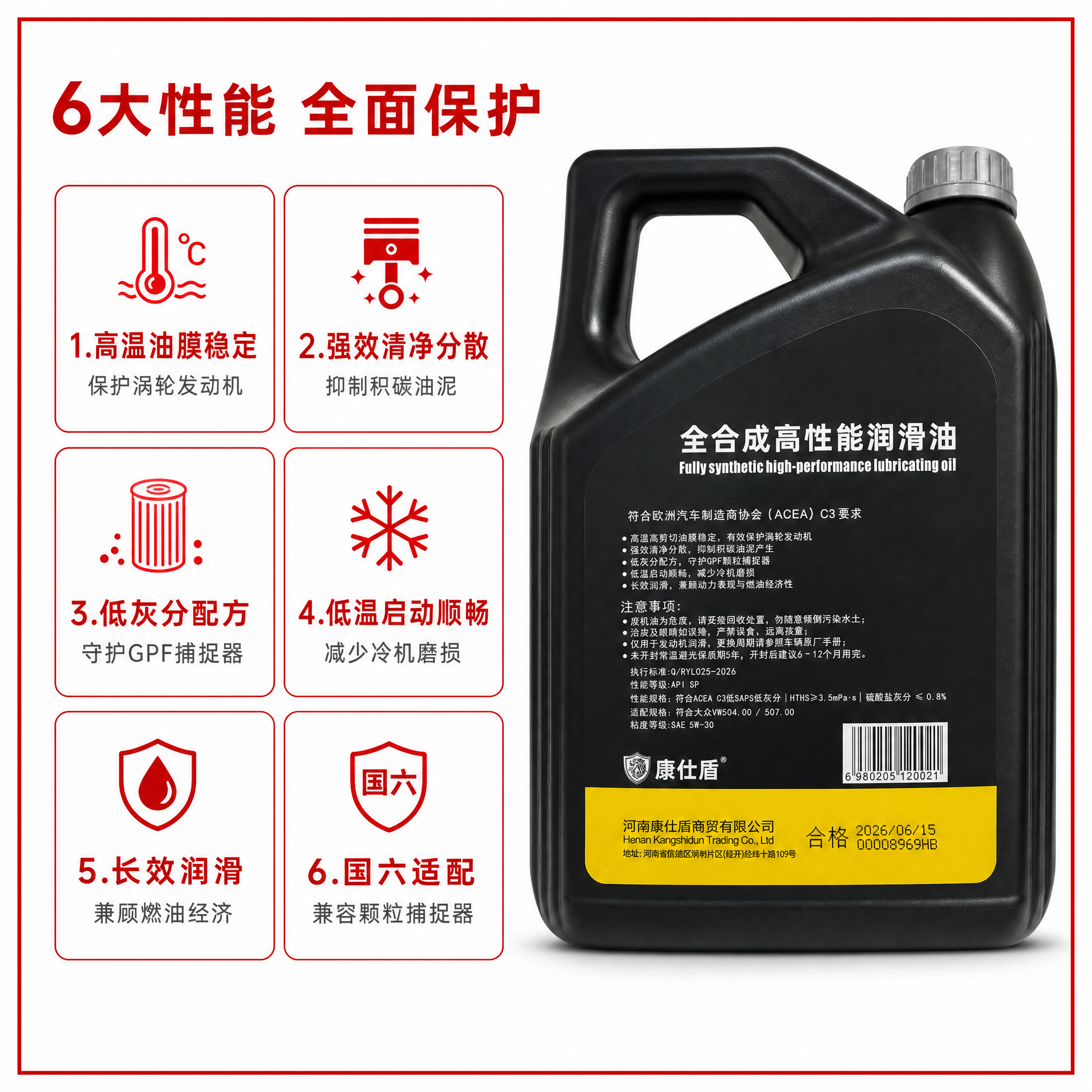 [主图-3] 产品证据/结构细节：白底红框，展示润滑油背面参数… - 图片创意预览