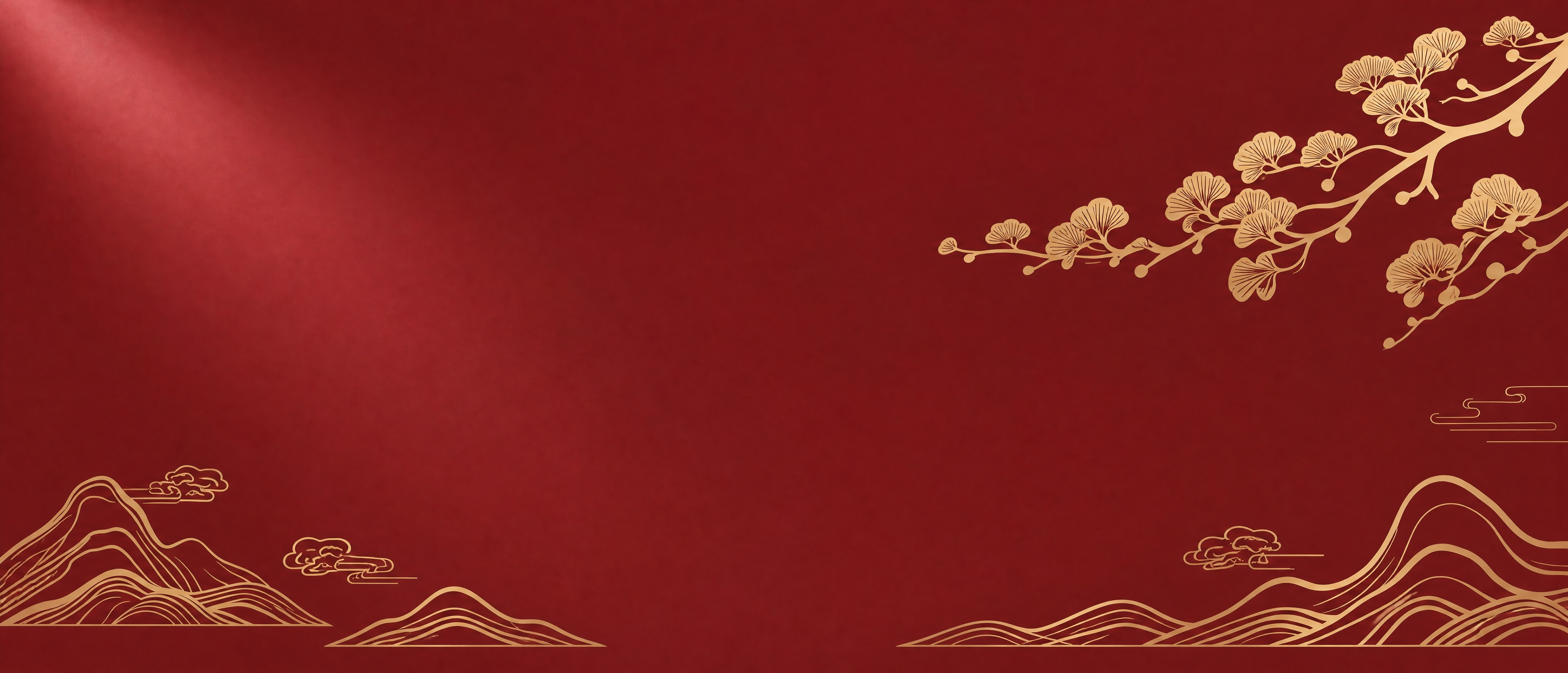 参考图中的中国风新中式风格，深红色哑光质感背景，金色线条描边的… - 图片创意预览