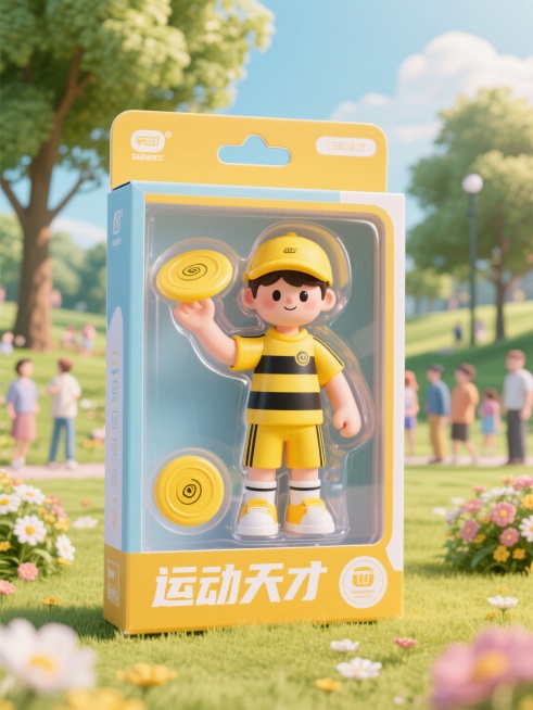 盒子上有描边文字“运动天才”预览效果