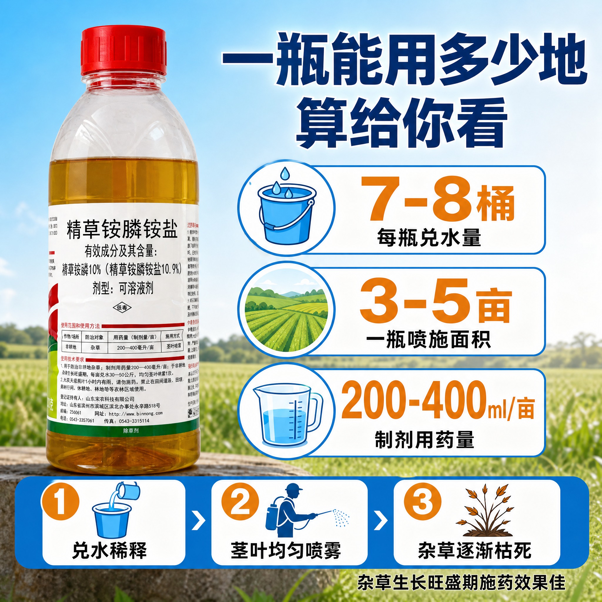 [主图-4] 精草铵膦铵盐除草剂 使用方法与用量说明图，清晰展… - 图片创意预览