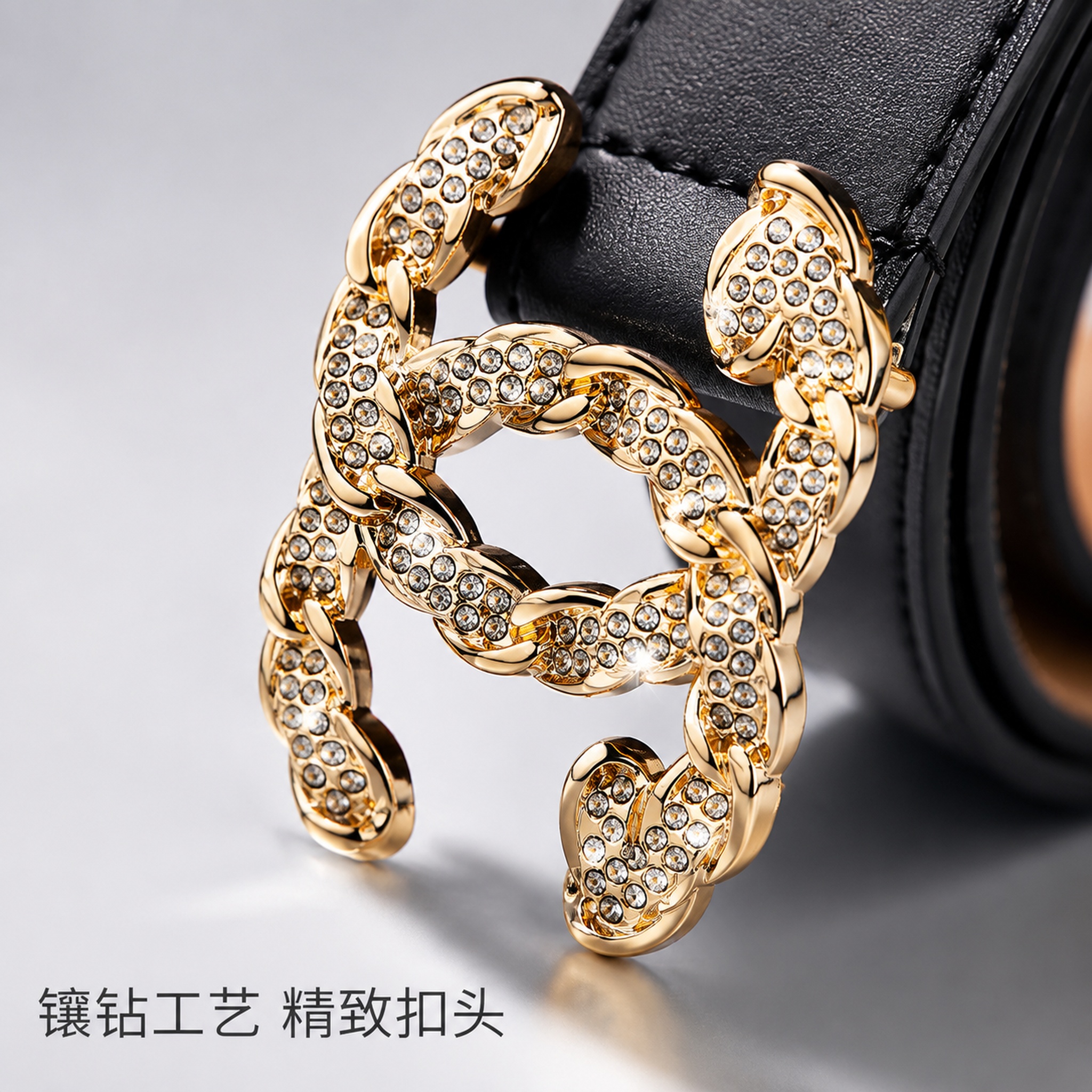 [主图-4] 腰带扣头细节微距特写 [氛围风格] 高级精致质感… - 图片创意预览