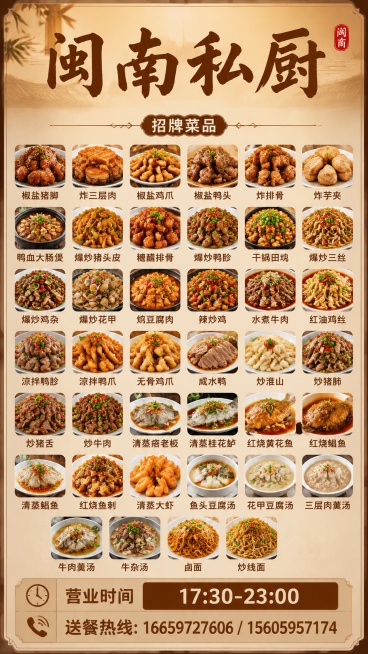 闽南私厨菜单设计预览效果